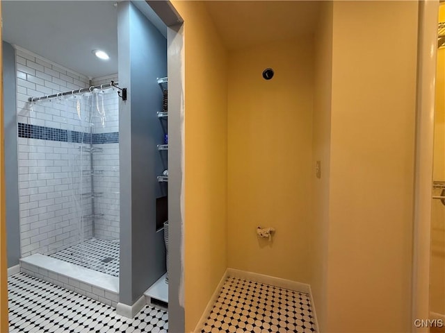 320 W 3rd St, Oswego-City, NY 13126 - bathroom with tiled shower and recessed lighting