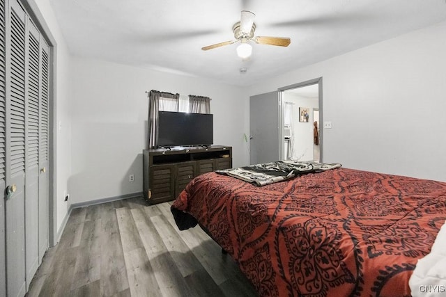 9 Lawrence Ave, New Hartford, NY 13413 - bedroom featuring light wood-style floors, a ceiling fan, and a closet
