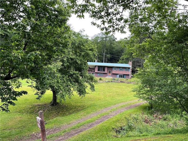 286 Hidden Hollow Farm Dr, Wharton, PA 16720 - view of front of home featuring a front lawn and a chimney