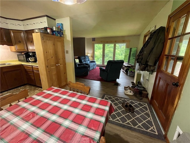286 Hidden Hollow Farm Dr, Wharton, PA 16720 - dining space with wood finished floors