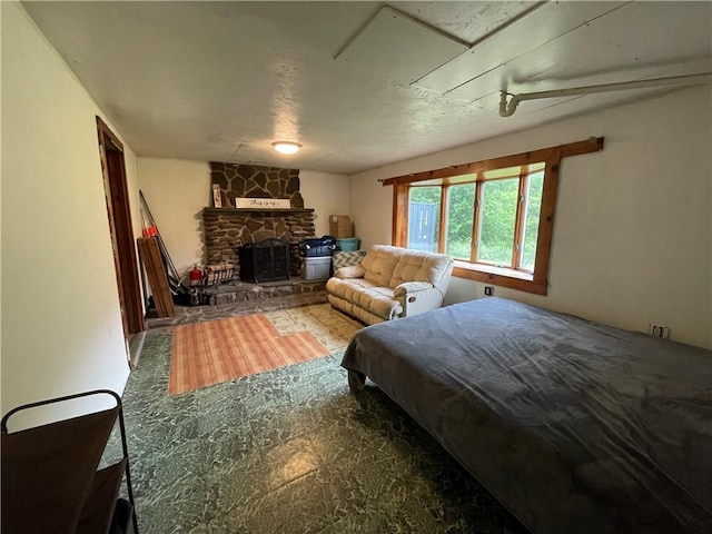 286 Hidden Hollow Farm Dr, Wharton, PA 16720 - bedroom with a fireplace