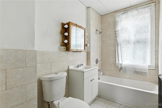 49 Urban St, Buffalo, NY 14211 - full bath with vanity, tile walls, and bathtub / shower combination