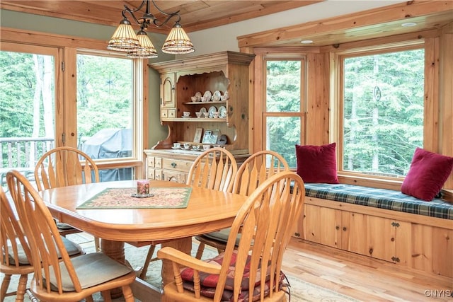 105 Garmon Ave, Webb, NY 13420 - dining space featuring light wood-style floors and wooden ceiling