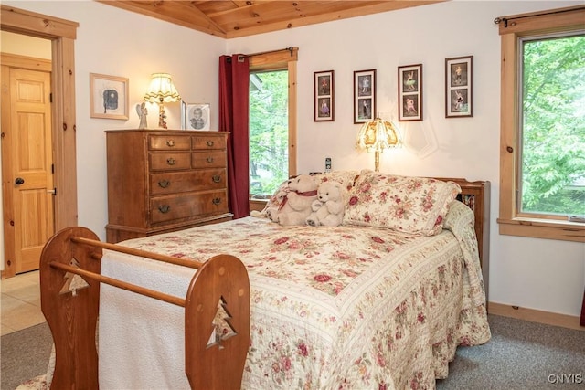 105 Garmon Ave, Webb, NY 13420 - carpeted bedroom featuring wood ceiling and vaulted ceiling