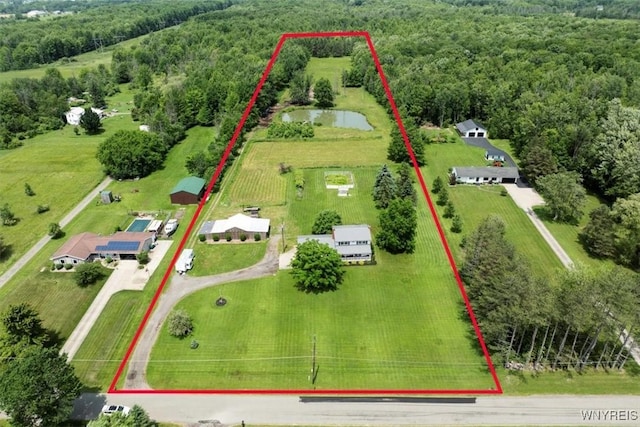 3212 Hickox Rd, Hamburg, NY 14075 - aerial view of property's location with property parcel outlined and a nearby body of water