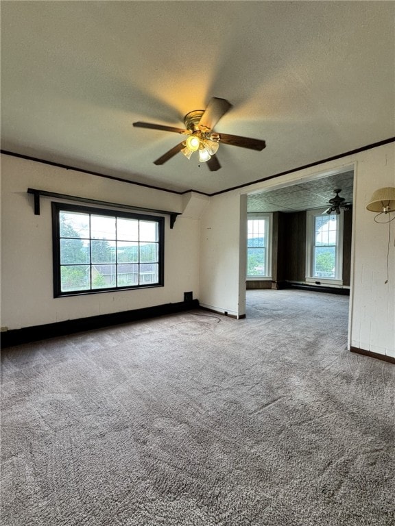 2 2nd St, Eldred, PA 16731 - unfurnished room with ceiling fan, carpet floors, and a textured ceiling