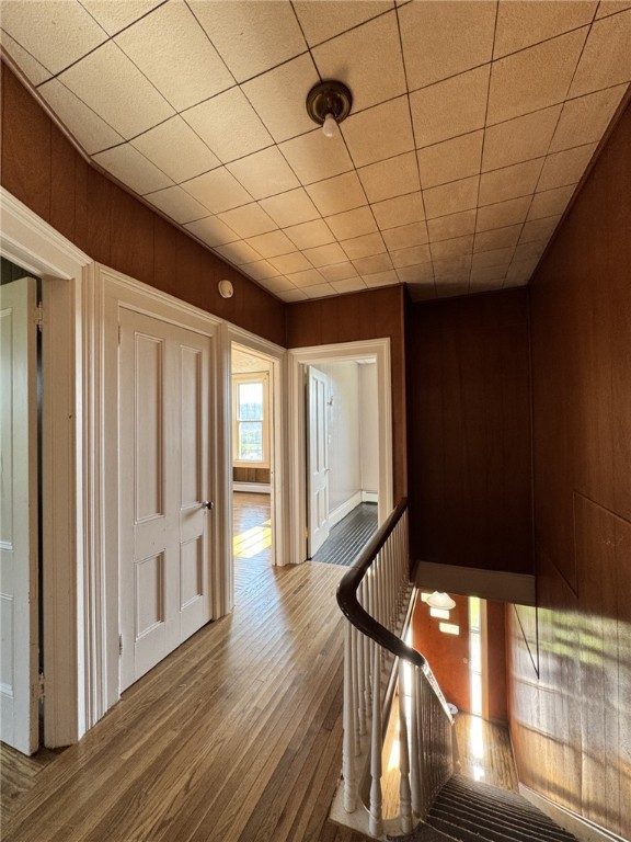 2 2nd St, Eldred, PA 16731 - hall featuring wood finished floors and wood walls