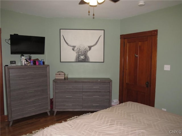 325 Margaret St, Herkimer, NY 13350 - bedroom featuring dark wood-style flooring and ceiling fan