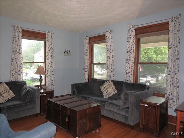 325 Margaret St, Herkimer, NY 13350 - living area featuring wood finished floors and a textured ceiling