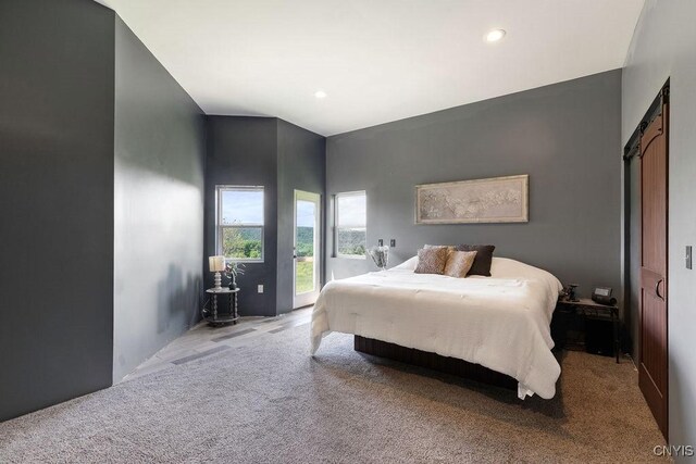3785 Ransom Rd, Pompey, NY 13078 - carpeted bedroom with access to exterior and recessed lighting