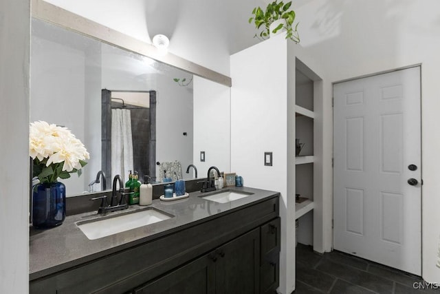 3785 Ransom Rd, Pompey, NY 13078 - full bath with double vanity and a shower with shower curtain
