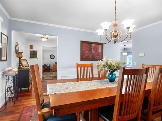 27 Black Spruce Ct, Greece, NY 14616 - dining area featuring a chandelier, wood finished floors, and ornamental molding