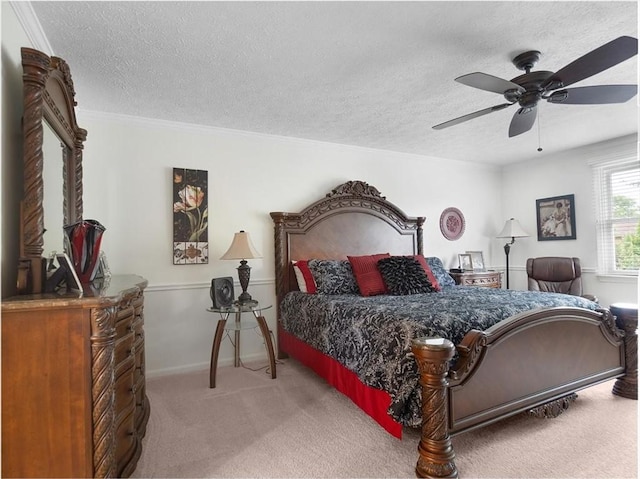 27 Black Spruce Ct, Greece, NY 14616 - carpeted bedroom with a textured ceiling, ceiling fan, and crown molding