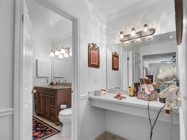 27 Black Spruce Ct, Greece, NY 14616 - bathroom featuring ornamental molding, vanity, and tile patterned flooring