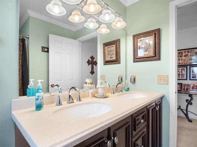27 Black Spruce Ct, Greece, NY 14616 - bathroom with double vanity and ornamental molding