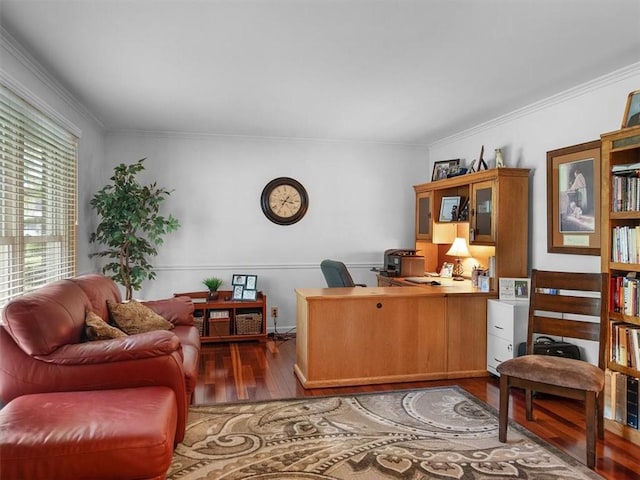 27 Black Spruce Ct, Greece, NY 14616 - office area with hardwood / wood-style floors and crown molding