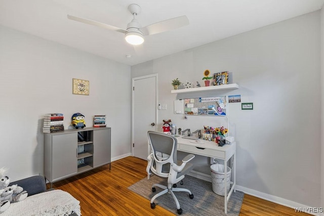 503 Kohl St, North Tonawanda, NY 14120 - office area featuring wood finished floors and a ceiling fan