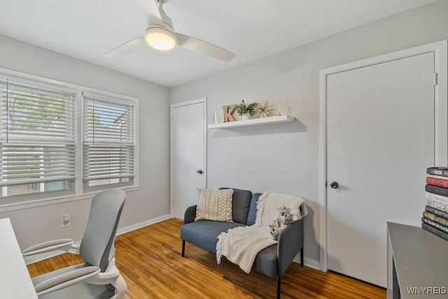 503 Kohl St, North Tonawanda, NY 14120 - office area with ceiling fan and wood finished floors