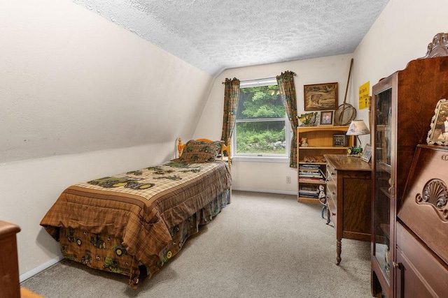 485 Spring Valley Rd, Delhi, NY 13753 - carpeted bedroom featuring a textured ceiling and lofted ceiling