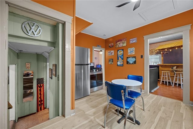 703 N Perry St, Dix, NY 14891 - dining space with wood finished floors and ceiling fan