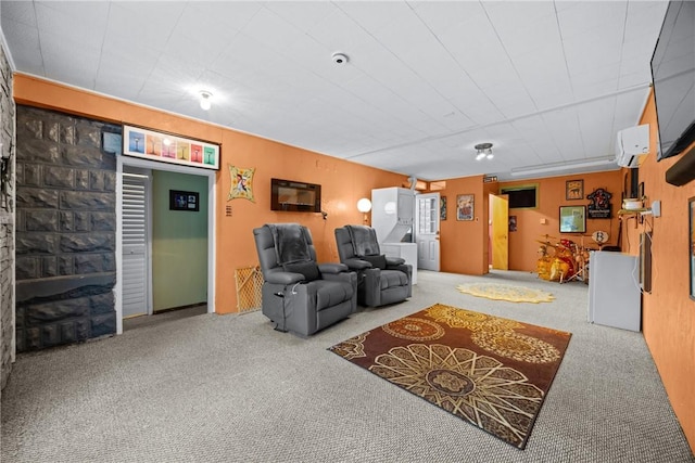 703 N Perry St, Dix, NY 14891 - carpeted living area with a wall mounted AC
