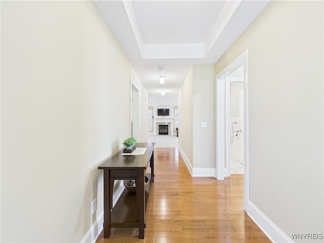 4166 Tisbury Ln, Hamburg, NY 14075 - hallway featuring light wood-style floors and a tray ceiling