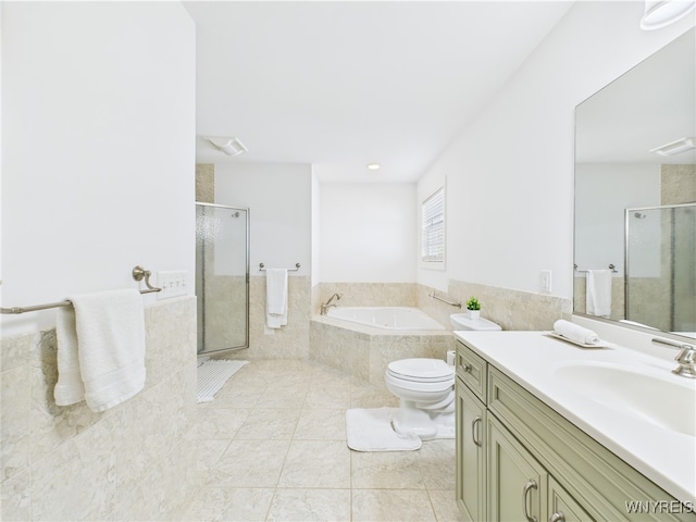4166 Tisbury Ln, Hamburg, NY 14075 - bathroom with a stall shower, vanity, tile patterned flooring, and a garden tub