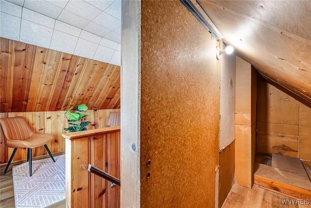 357 Hastings Ave, Buffalo, NY 14215 - bonus room with vaulted ceiling, wooden walls, and wood finished floors