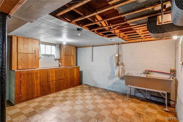 357 Hastings Ave, Buffalo, NY 14215 - below grade area with light floors and concrete block wall