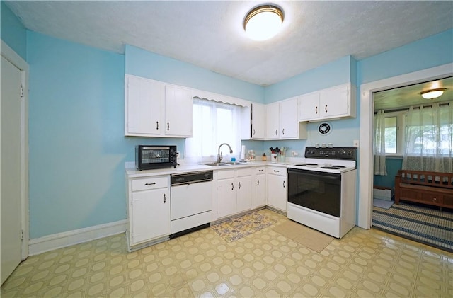 204 E High St, Erwin, NY 14870 - kitchen featuring white appliances, light countertops, white cabinetry, and light flooring