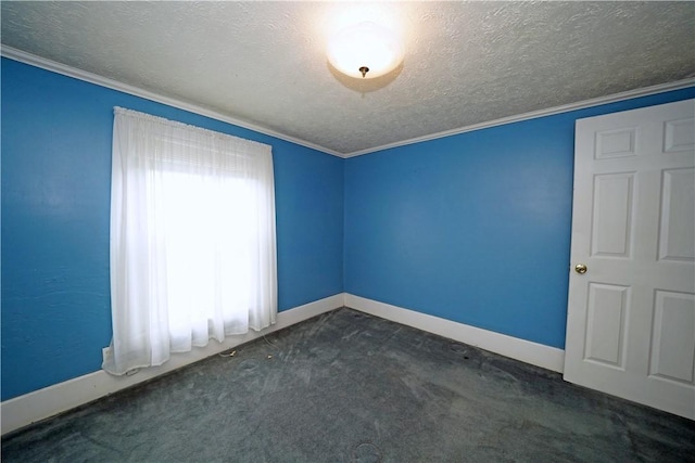 204 E High St, Erwin, NY 14870 - spare room featuring crown molding, a textured ceiling, and dark carpet