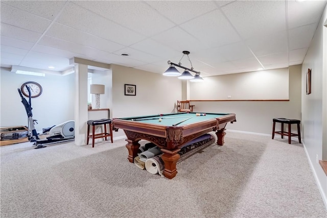 74 Chadwick Mnr, Perinton, NY 14450 - game room with a drop ceiling, carpet, and billiards
