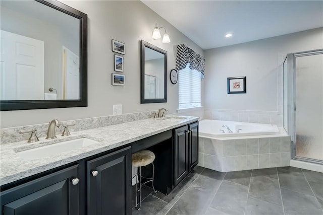 74 Chadwick Mnr, Perinton, NY 14450 - full bath featuring a garden tub, double vanity, and a shower stall
