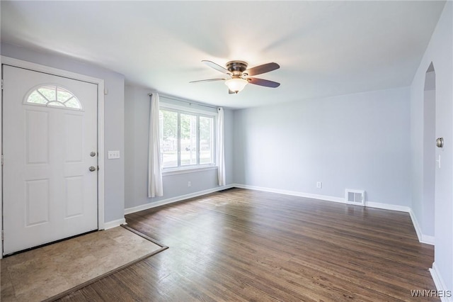 39 Marwood Rd, Greece, NY 14616 - entryway with ceiling fan, arched walkways, and dark wood-style floors