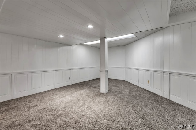 2160 Robert Dr, Niagara, NY 14304 - finished below grade area featuring carpet floors, recessed lighting, and a decorative wall