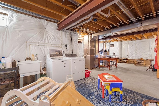 5418 Quamby Rd, Clay, NY 13041 - unfinished basement with washing machine and dryer and heating unit