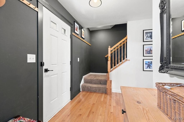 5418 Quamby Rd, Clay, NY 13041 - foyer with light wood-style flooring and stairway