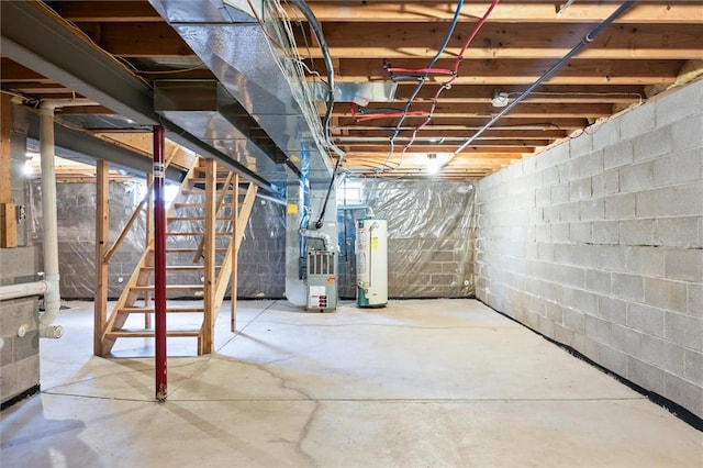 282 Troup St, Rochester, NY 14608 - unfinished below grade area with gas water heater and heating unit