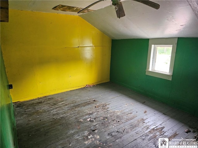 131 S Main St, Belfast, NY 14711 - additional living space featuring vaulted ceiling, wood-type flooring, and ceiling fan