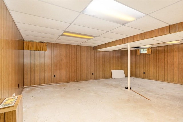 2622 Nichols St, Ogden, NY 14559 - basement with wooden walls and a paneled ceiling