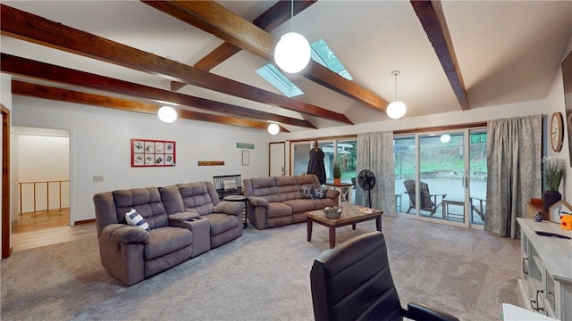 11 Overbrook Rd, Erwin, NY 14870 - carpeted living room featuring a skylight