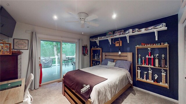 11 Overbrook Rd, Erwin, NY 14870 - carpeted bedroom with access to exterior and a ceiling fan