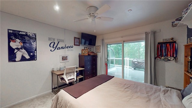 11 Overbrook Rd, Erwin, NY 14870 - bedroom featuring access to outside, carpet flooring, and a ceiling fan
