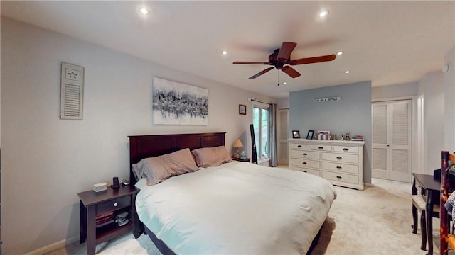 11 Overbrook Rd, Erwin, NY 14870 - bedroom with recessed lighting, light carpet, a closet, and ceiling fan