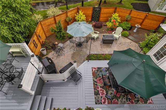 2846 Amsdell Rd, Hamburg, NY 14075 - wooden deck with a fenced backyard, a patio area, and grilling area