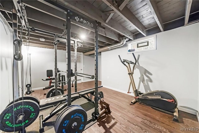 34 Wainwright Rd, Cheektowaga, NY 14215 - workout area with wood finished floors and baseboards