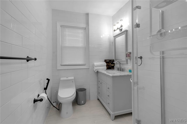 549 15th St, Niagara Falls, NY 14301 - bathroom with vanity, tile patterned flooring, and a shower stall