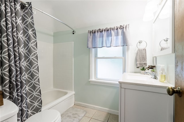 387 Brandon Rd, Irondequoit, NY 14622 - bathroom with tile patterned flooring, vanity, and shower / tub combo with curtain