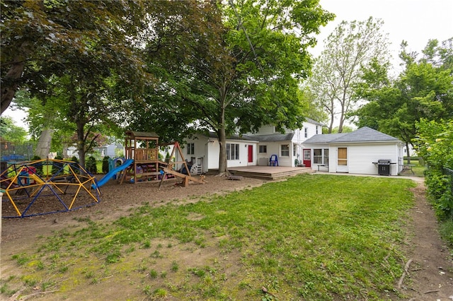 387 Brandon Rd, Irondequoit, NY 14622 - view of yard featuring a playground and a wooden deck