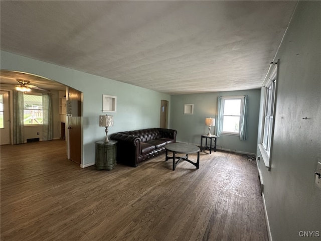504 Allen Rd, Clay, NY 13212 - living area featuring wood finished floors and ceiling fan